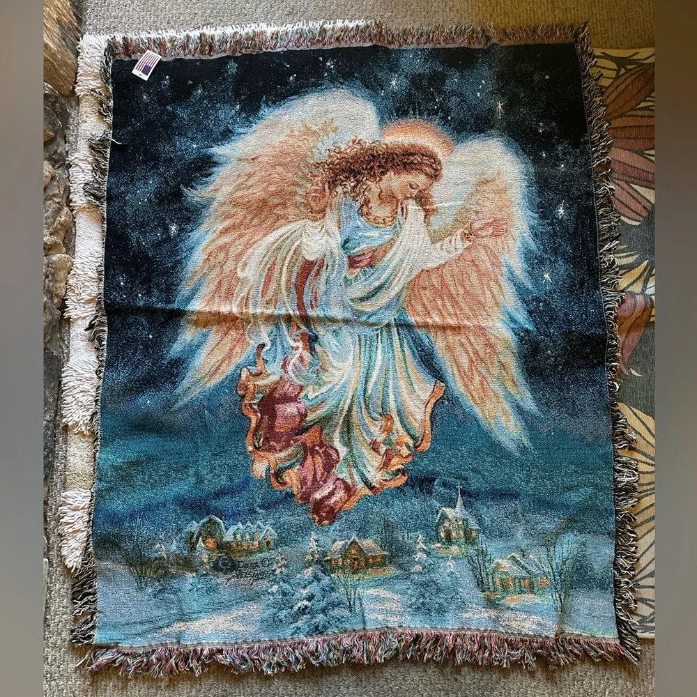 GORGEOUS Dona Gelsinger Little Angel Tapestry Throw Multicolor NWT 2007